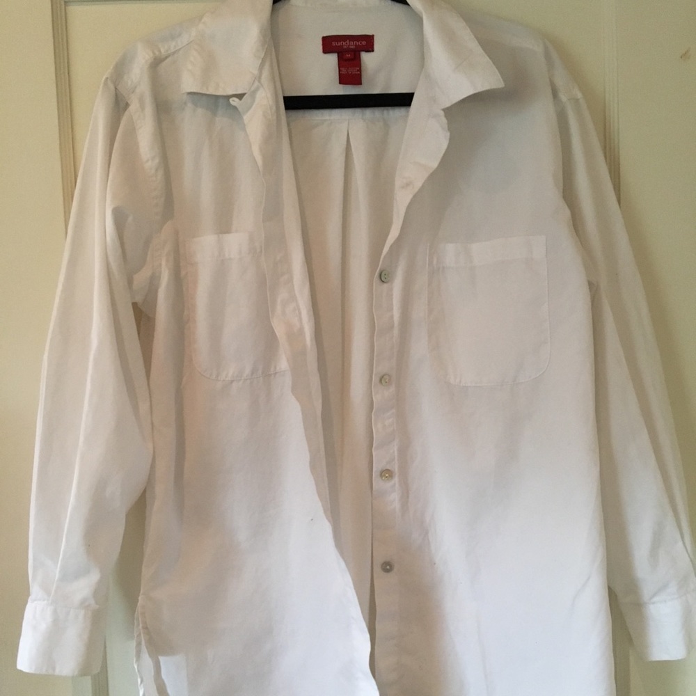 White cotton Sundance button up shirt size M